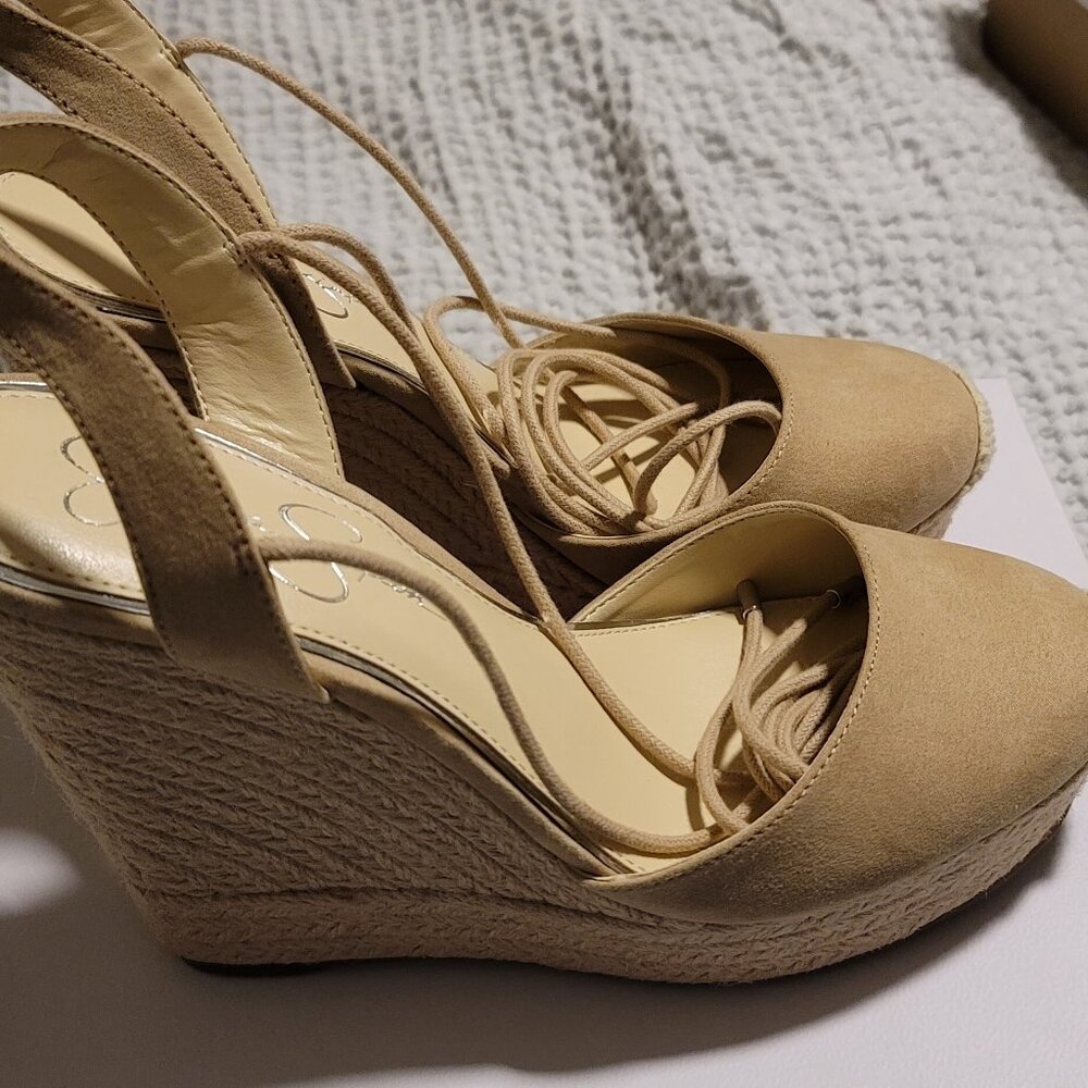 Jessica Simpson Espadrille Platform Lace-Up Zilkio Beige Microsuede Sandal